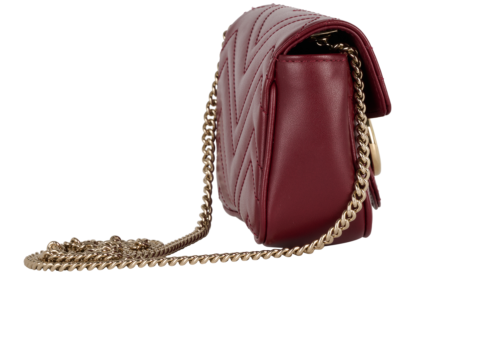 Mini Marmont, &pound;650, Handbags, Burgundy, Leather, Side view